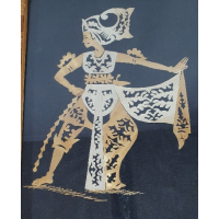 Indonesische bamboelijst met ingelegd Wayangfiguur